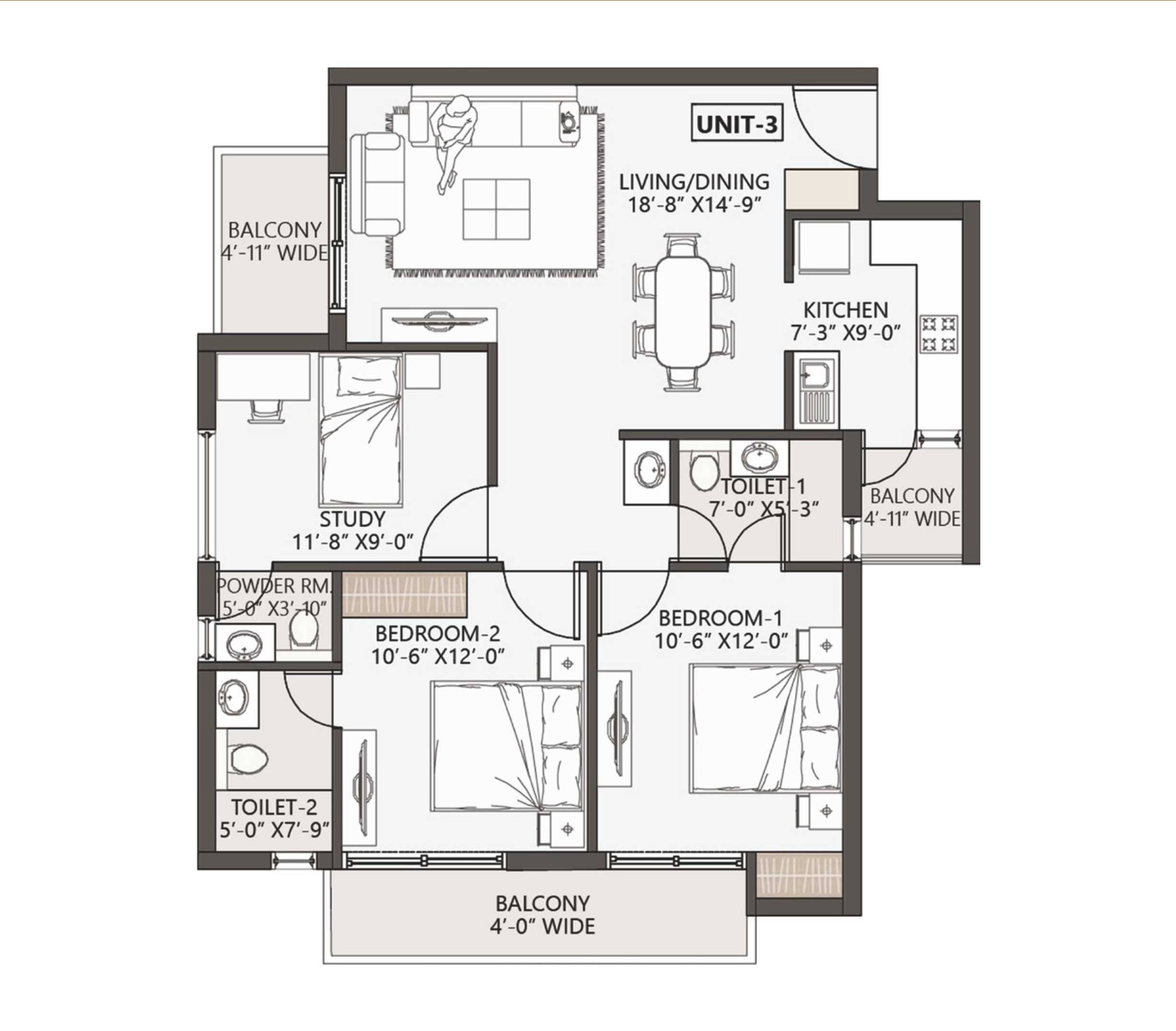 2 BHK Unit Plan DPS Palladio